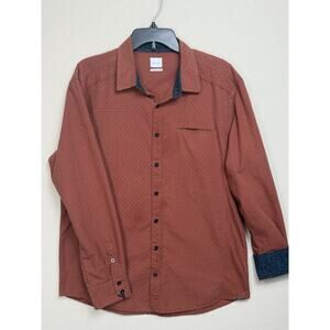 JB Holt Men's Long Sleeve Standard Fit Size XL Brown Navy Blue Flip Cuff